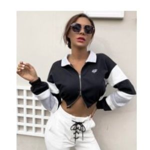 Drop shoulder zip up jacket